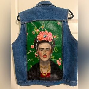 Hand painted Frida Kahlo denim vest